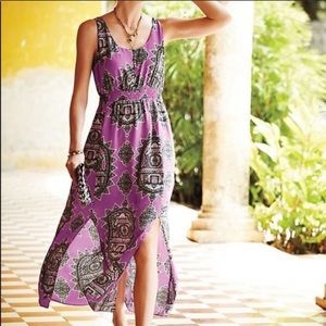 Anthropologie Maeve Anna’s Maxi Dress Purple Silk